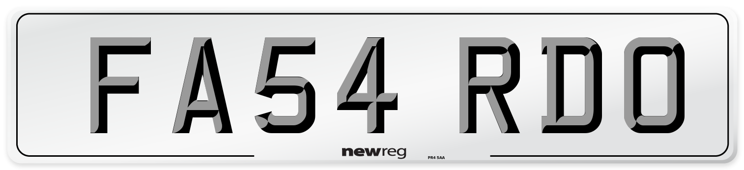 FA54 RDO Number Plate from New Reg